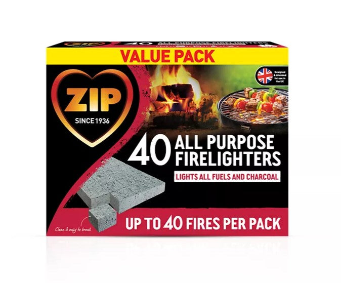 Packs of 40 Zip High Performance All Purpose Firelighter. Packs of 40 Zip High Performance All Purpose Firelighter.